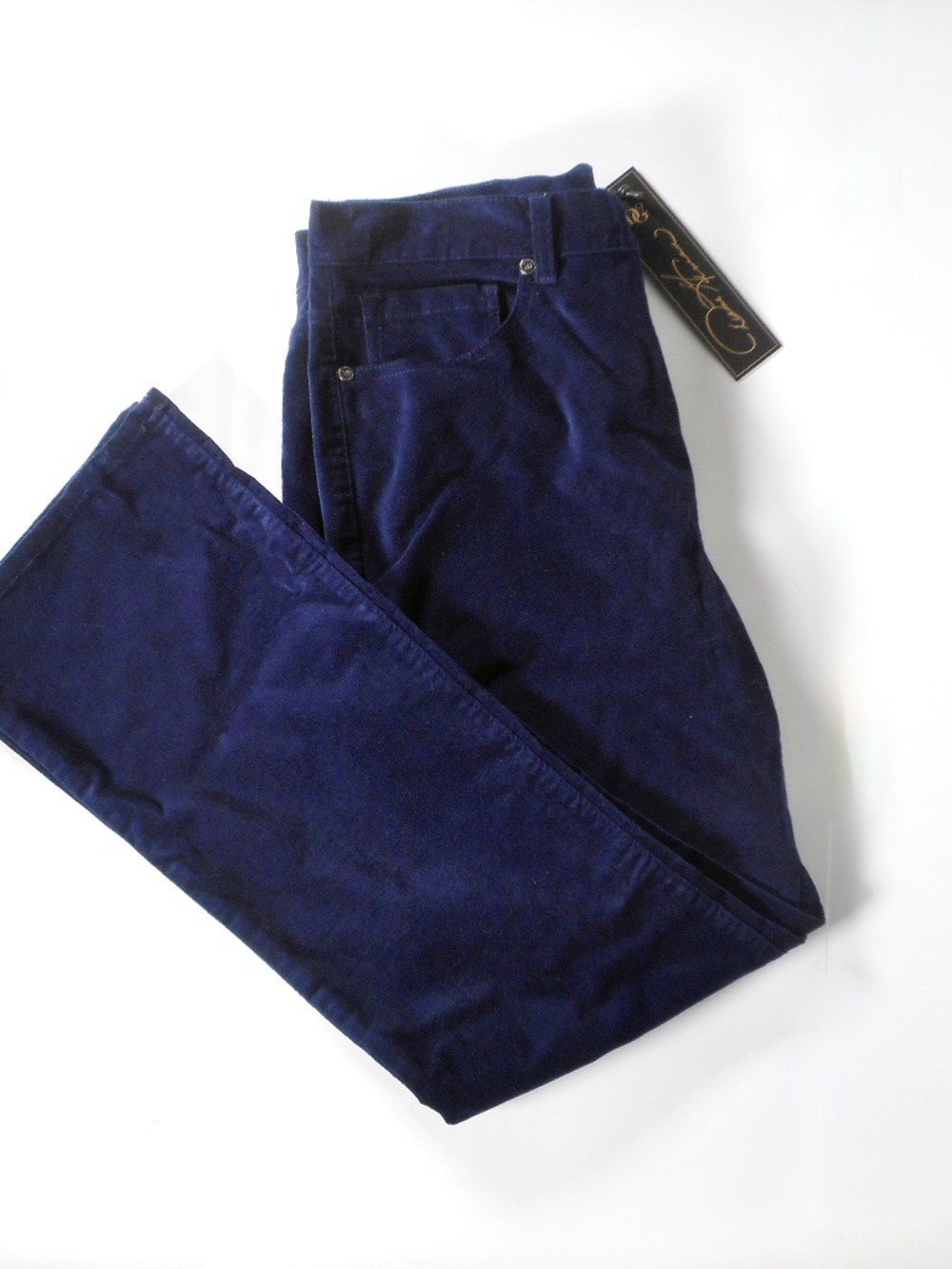 NWT DG2 Diane Gilman Purple Stretch Velvet 5-Pocket 12P Pant Jean Bootcut HSN 32